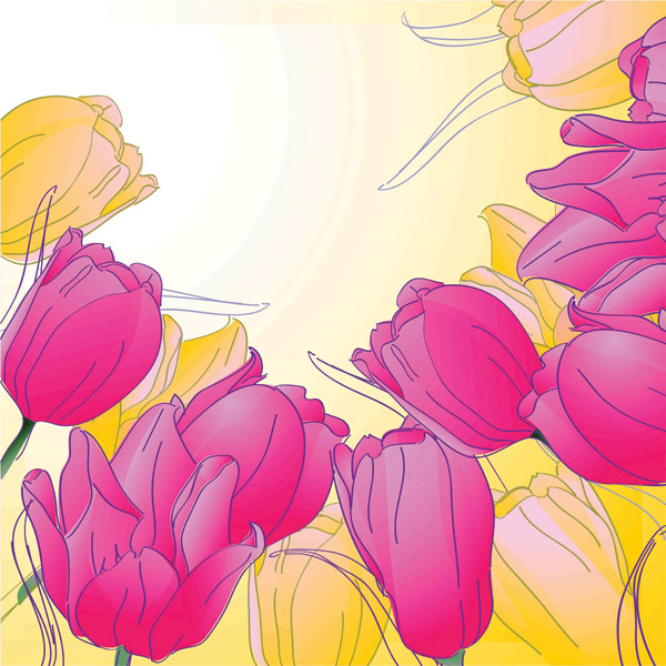 free vector Handpainted tulips vector 4